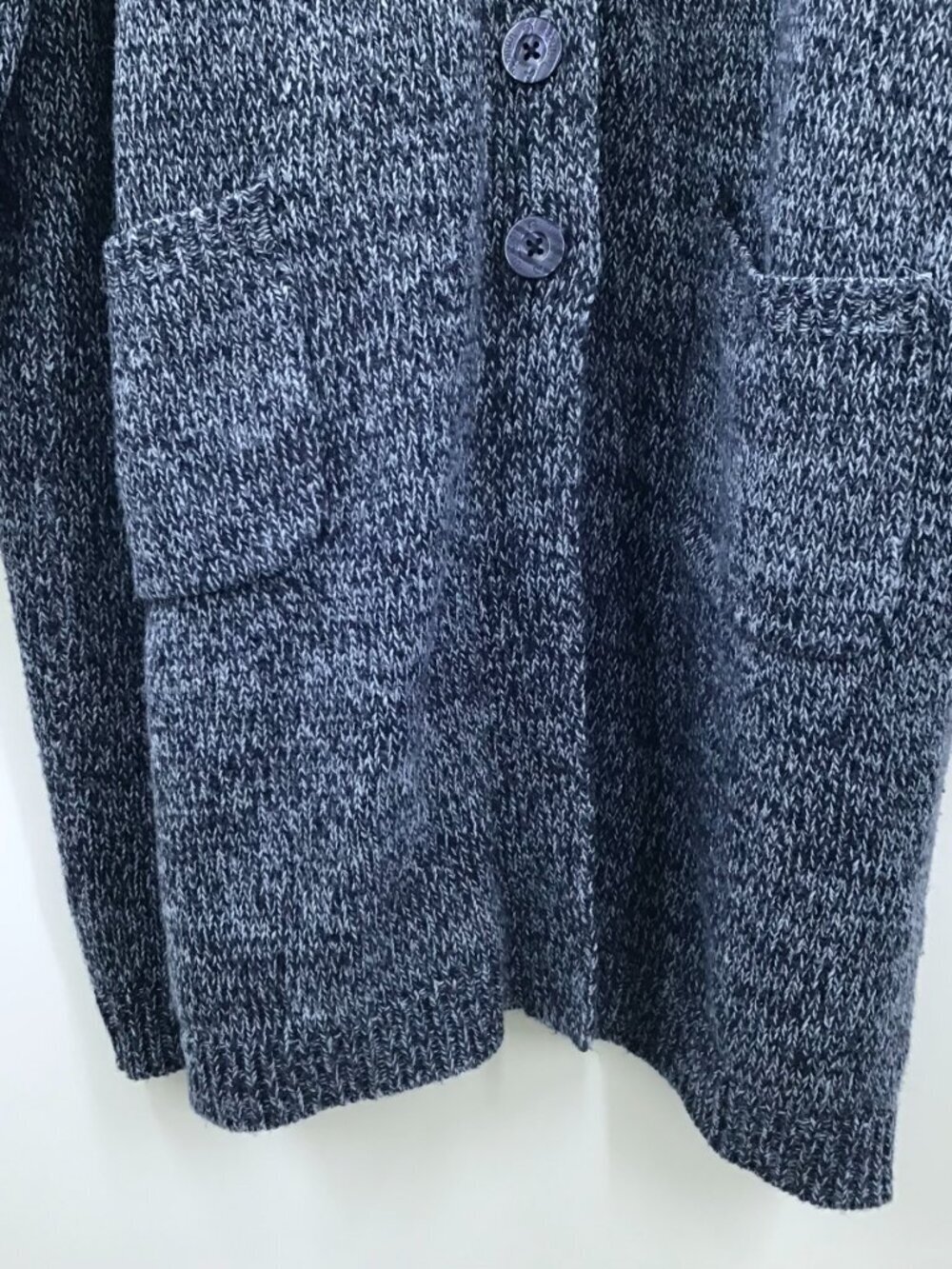 Women's 2X Cardigan Sweater Tunic Length Marled Blue Chunky Pockets Lagenlook - Picture 4 of 9